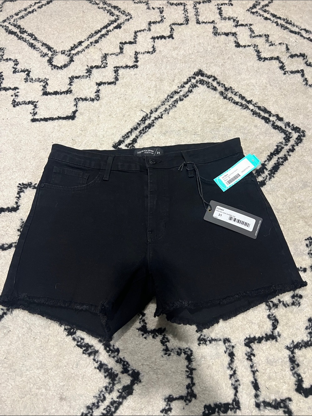 Just Black Raw Hem Black Denim Shorts